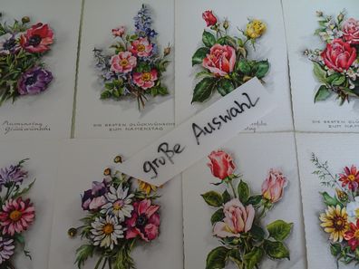 Postkarte AK Amag West Germany Strukturkarte Blumen wie gemalt Geburtstag Namenstag