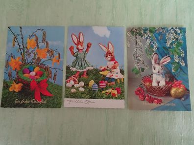 3 Postkarten AK Amag Color Frohe Ostern Osterhase