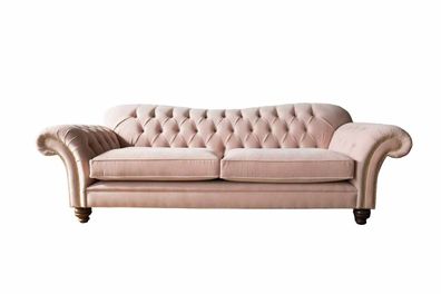 Sofa 3 Sitzer Chesterfield Couch Sitz Textil Stoff Couchen Rosa Polster