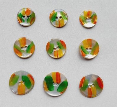 Designerknöpfe aus Italien: 2-Loch, grün-gelb-orange, 32-36-44 mm, Unikate