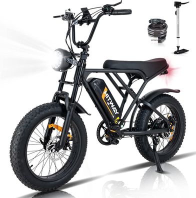 HITWAY E Bike Elektrofahrrad für Erwachsene 20 Zoll 4.0 Fat Tire Ebikes, 48V 15Ah