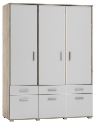 Drehtürenschrank / Kleiderschrank Kavieng 20, Farbe: Eiche / Weiß - Abmessungen: