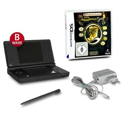 DSi Handheld Konsole schwarz #81B + Professor Layton - das geheimnisvolle Dorf
