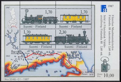 Finnland Finland SUOMI [1987] MiNr 1017-20 Block 3 ( * */ mnh ) Eisenbahn