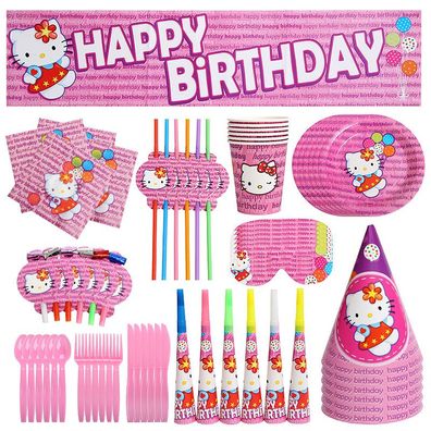 Kitty Cinderella Pooh Geburtstags Geschirr Kit mit Tellern Tassen Party Tableware