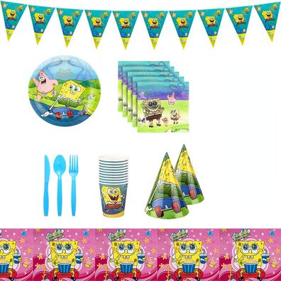 SpongeBob SquarePants Geburtstags Geschirr Kit mit Tellern Besteck Party Tableware