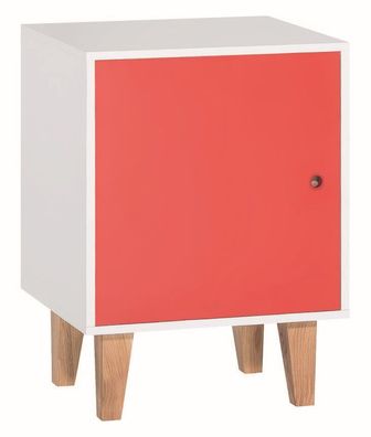 Jugendzimmer - Nachtkommode Syrina 14, Farbe: Weiß / Rot - Abmessungen: 72 x 54