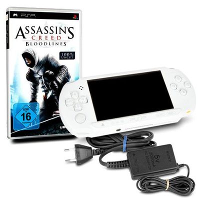 PSP Konsole E1004 in Weiss / White #50A + original Ladekabel + Spiel Assassins ...
