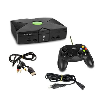 Microsoft Xbox - X-Box Konsole + Controller vom Dritthersteller + alle Kabel