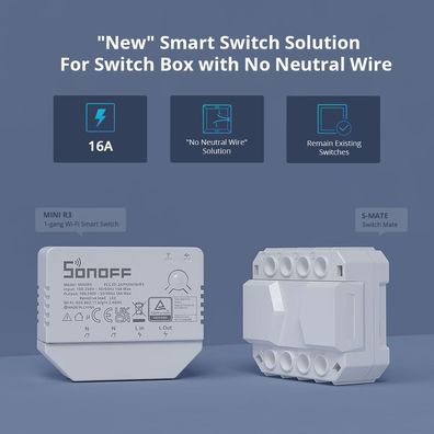 Sonoff S-MATE Smart Switch, Wandtastermodul eWeLink-Remote