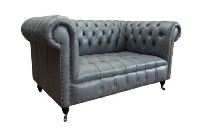 Chesterfield Sofa Couch Polster Sofas Klassischer 2 Sitzer Sitz Leder
