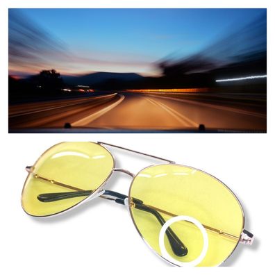Pilotenbrille Nacht Fahr Brille Blendfreie Gelbe Linse Sonnenbrille Polarisiert