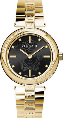 Versace VE2J00721 New Lady schwarz gold Edelstahl Armband Uhr Damen NEU