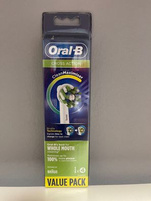 4 Braun Oral B Cross Action Aufsteckbürsten Original OralB Ersatz Bürsten