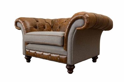 Design Chesterfield Sessel 1 Sitzer Couch Luxus Klassische Textil Sofas