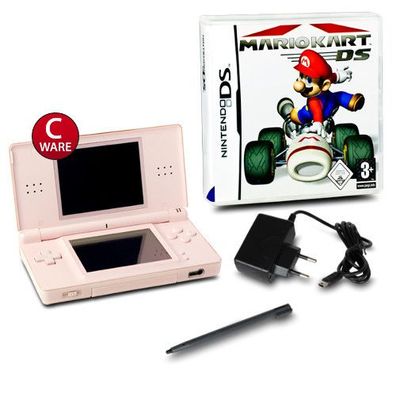 Nintendo DS Lite Handheld Konsole in Rosa #74C + Ladekabel + Spiel Mario Kart DS