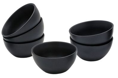 Keramik Dip Schale schwarz matt - 6er Set - Snack Saucen Schüssel Ofen Schälchen