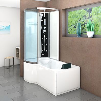 Kombination Badewanne Dusche K50-R01-ALL Duschtempel 100x170 cm