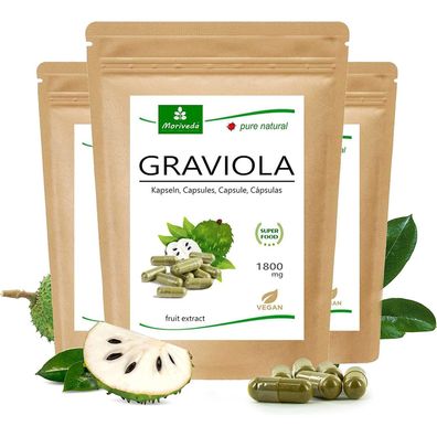 MoriVeda®-Graviola Kapseln 1800mg, Vitamine, Atioxidantien, Extrakt, 360 Stk.