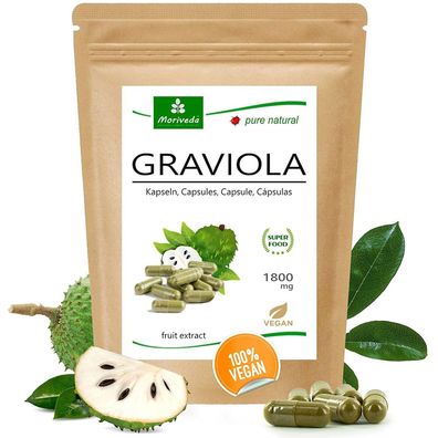 MoriVeda®-Graviola Kapseln 1800mg, Vitamine, Antioxidantien, Extrakt 120 Stk.