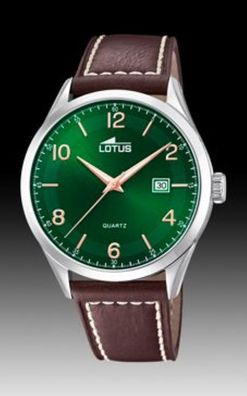 Lotus Herren > Armbanduhr grünes Zifferblatt Herrenuhr Quarzwerk 18634/2