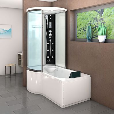 Kombination Badewanne Dusche K55-R01-ALL Duschtempel 100x170 cm