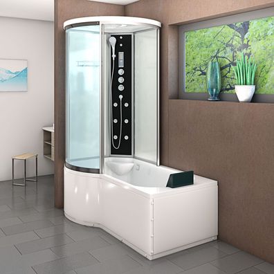 Kombination Badewanne Dusche K55-R03-ALL Duschtempel 100x170 cm