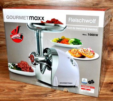 3in1 Fleischwolf Gourmetmaxx Küchenprofi Gemüse & Gebäckaufsatz Weiß NEU