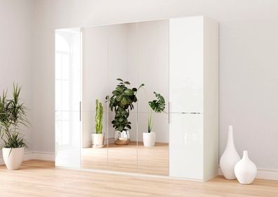 Kleiderschrank Galery M Imola Weiß mit Spiegel Neu #9