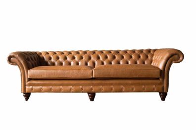 Sofa 4 Sitzer Couch Polster Chesterfield Sofa Sitz Leder Design Braun Möbel
