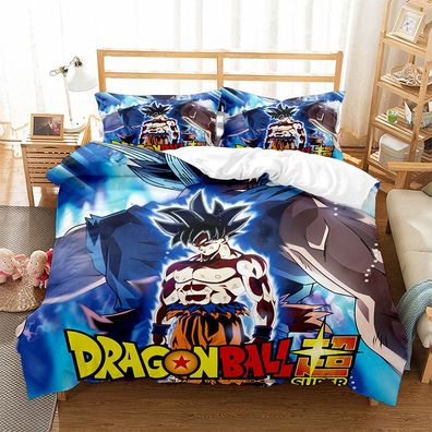 3tlg. Anime Dragon Ball Z Goku Vegeta 3D Bettbezug Set Kinder Bettwäsche Kissenbezug