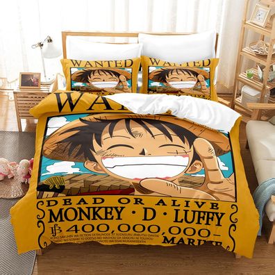 3tlg. Anime ONE PIECE Luffy Zoro 3D Bettbezug Set Nami Kinder Bettwäsche Kissenbezug