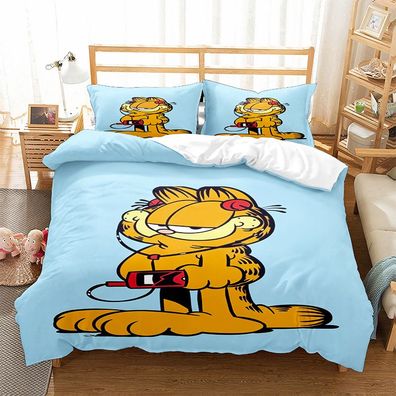 3tlg. Garfield Katze Cartoon Bettbezug Set Kinder Bettwäsche Kissenbezug Geschenk