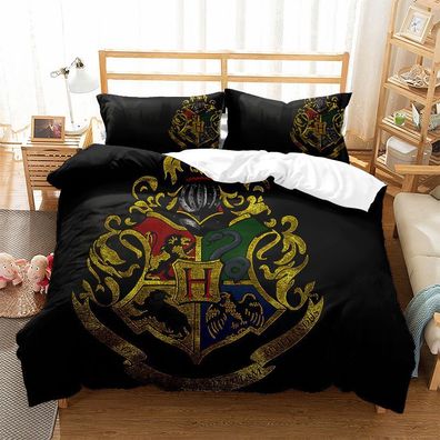 3tlg. Harry Potter Hogwarts Bettbezug Set 3D Druck Kinder Bettwäsche Kissenbezug