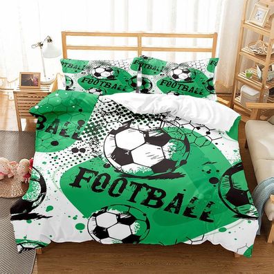 3tlg. Fußball Football 3D Bettbezug Set Kinder Persönlichkeit Bettwäsche Kissenbezug