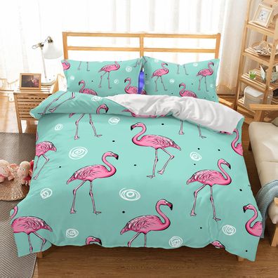3tlg. Flamingo Persönlichkeit Bettbezug Set Kinder Bettwäsche Kissenbezug Geschenk