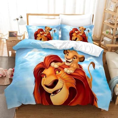 3tlg. The Lion King Simba Nala Bettbezug Set 3D Druck Kinder Bettwäsche Kissenbezug