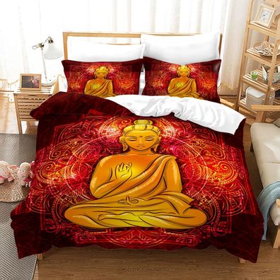 3tlg. Meditation Orientalisch 3D Druck Bettbezug Set Kinder Bettwäsche Kissenbezug