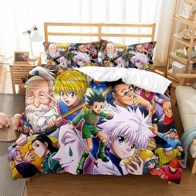 3tlg. Anime Hunter x Hunter 3D Druck Bettbezug Set Kinder Bettwäsche Kissenbezug