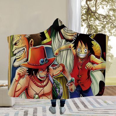 Anime One Piece Decke Flanell Fleece Blanket Luffy Pirates Kapuzenumhang Nap Quilt