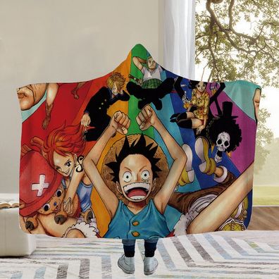 Anime One Piece Decke Flanell Fleece Blanket Zoro Nami Nico Kapuzenumhang Nap Quilt
