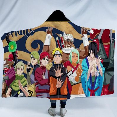 Anime Naruto Decke Flanell Fleece Blanket Sasuke Kakashi Kapuzenumhang Nap Quilt