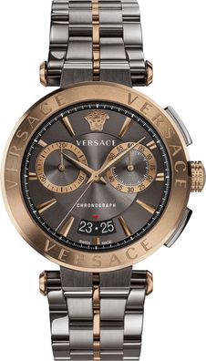 Versace VE1D00619 Aion Chronograph grau bronze Edelstahl Armband Uhr Herren NEU