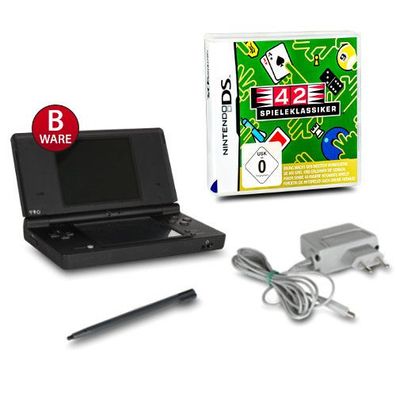 DSi Handheld Konsole schwarz #81B + orig. Ladekabel + Spiel 42 Spieleklassiker