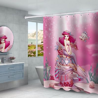 Little Mermaid Duschvorhänge Ariel Badezimmer Vorhang Shower Curtain mit 12 Ringen