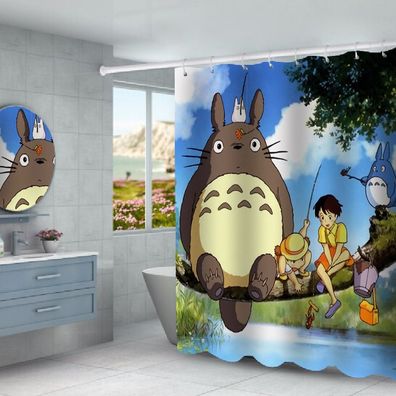 My Neighbor Totoro Duschvorhänge Anime Badezimmer Shower Curtain mit 12 Ringen