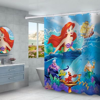 Mermaid Ariel Duschvorhänge Ursula Badezimmer Vorhang Shower Curtain mit 12 Ringen