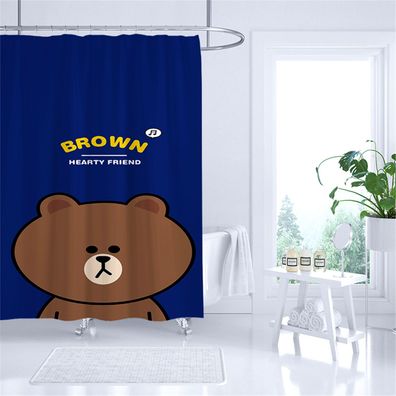Brown Bear Cony Duschvorhänge Line Town Badezimmer Shower Curtain mit 12 Ringen