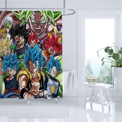 Anime Dragon Ball Z Duschvorhänge Goku Vegeta Badezimmer Shower Curtain mit 12 Ringen