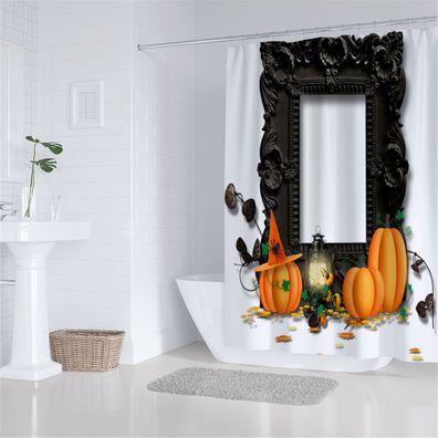 Halloween Decor Duschvorhänge Kürbis Druck Badezimmer Shower Curtain mit 12 Ringen